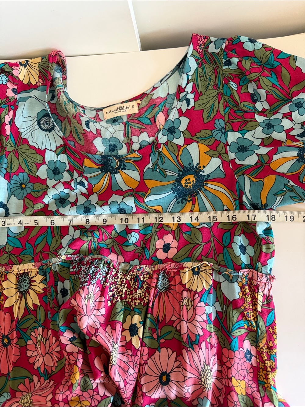 Natural Life Collette Tiered Blue Red Floral Boho Maxi Dress size S - Picture 5 of 6